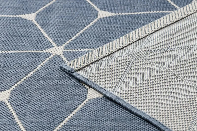 Covor sisal Flat 48721/591 Cuburi 3D albastru