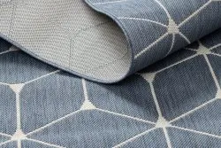 Covor sisal Flat 48721/591 Cuburi 3D albastru
