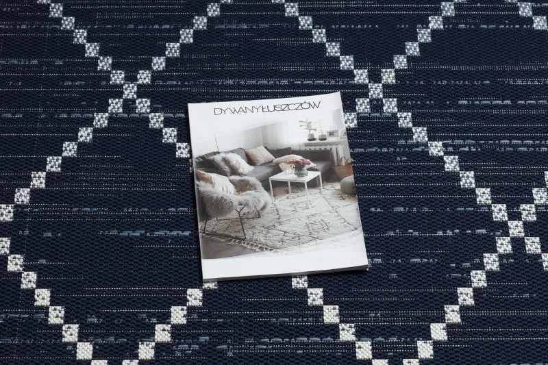 Covor sisal Color 47268/309 Caro Pătrate albastru