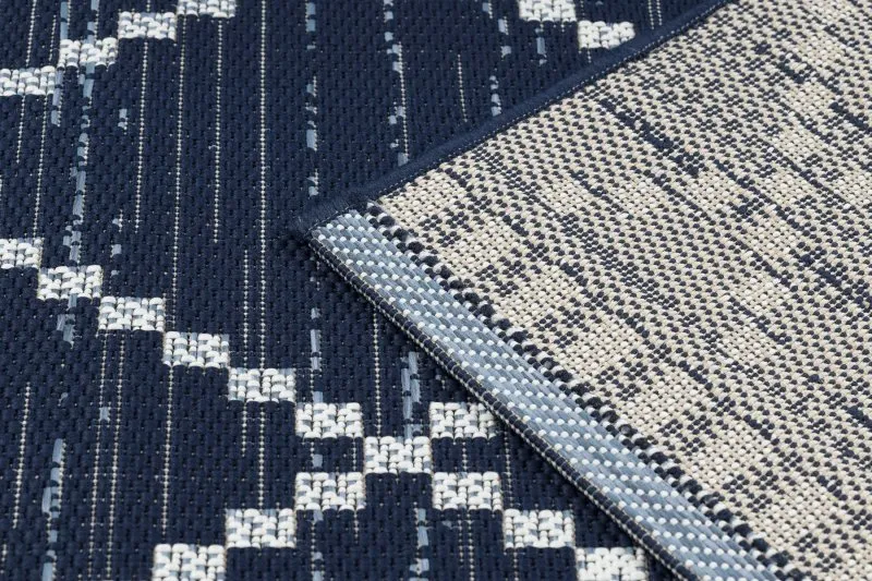 Covor sisal Color 47268/309 Caro Pătrate albastru