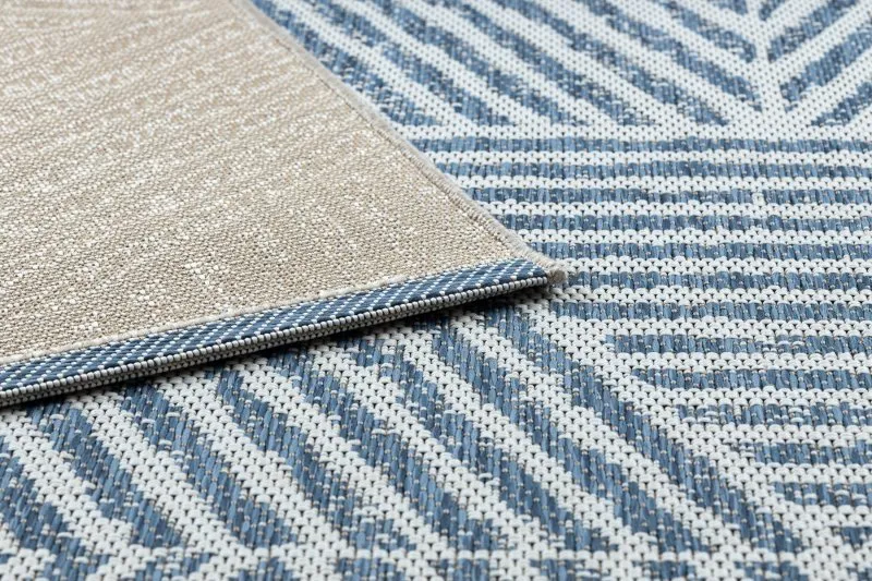 Covor COLOR 47176360 SISAL linii, triunghiuri, cikcakk bej / albastru