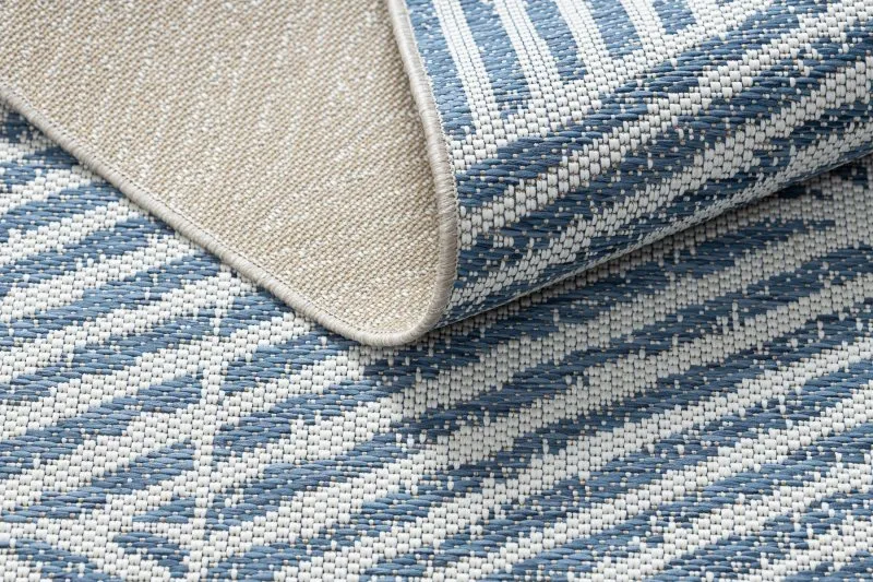 Covor COLOR 47176360 SISAL linii, triunghiuri, cikcakk bej / albastru