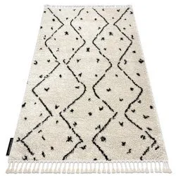 Covor Berber TETUAN B751 zigzag cremă Franjuri shaggy