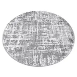 Covor MEFE modern Cerc 8722 Linii vintage - structural două niveluri de lână gri / alb