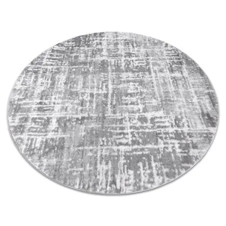 Covor MEFE modern Cerc 8722 Linii vintage - structural două niveluri de lână gri / alb