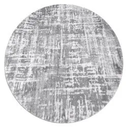 Covor MEFE modern Cerc 8722 Linii vintage - structural două niveluri de lână gri / alb