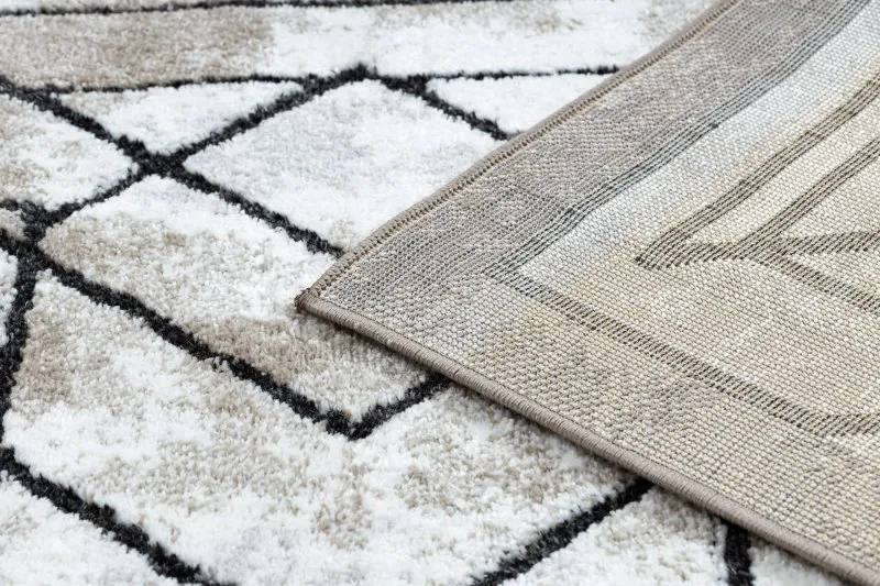 Dywan nowoczesny COZY Tico, geometryczny - Strukturalny, dwa poziomy runa brązowy