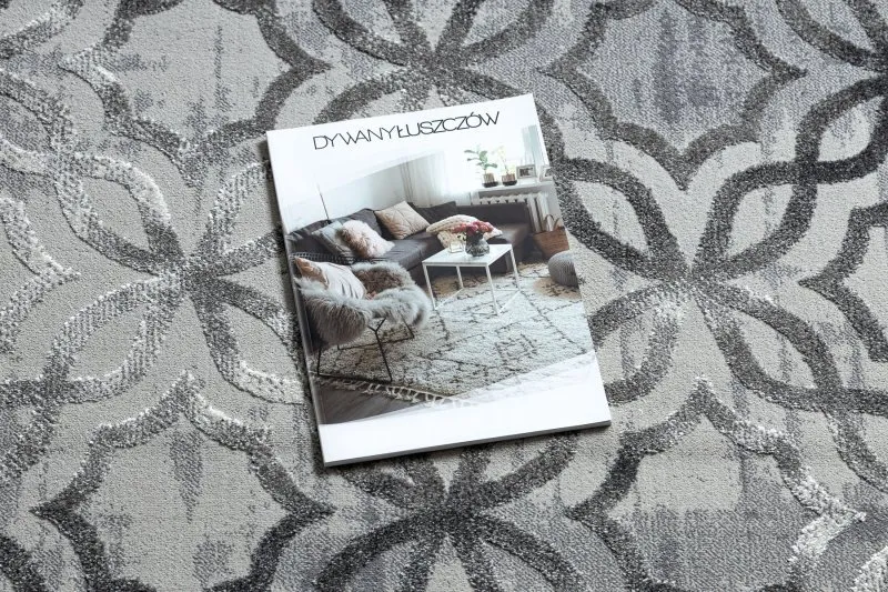 Dywan NOBLE nowoczesny 1532 45 Przecierany, koniczyna marokańska - Strukturalny, dwa poziomy runa szary