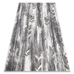 Covor NOBLE modern 9732 47 Herringbone vintage - structural pe două nivele de lână gri / beige