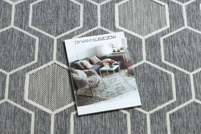Covor SPRING 20404332 Hexagon sisal, buclat - gri