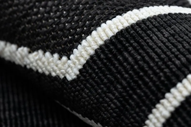 Covor SPRING 20404993 Hexagon sisal, buclat - negru