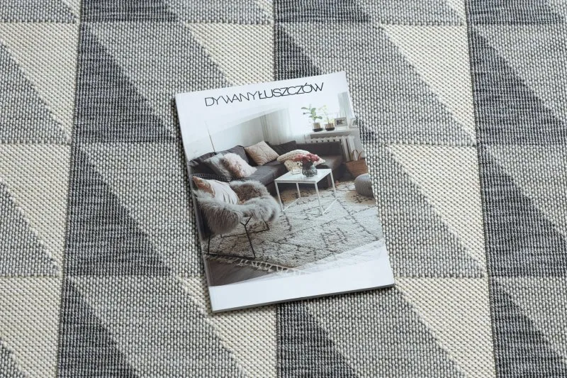 Covor SPRING 20406332 caro triunghiuri sisal, buclat - gri