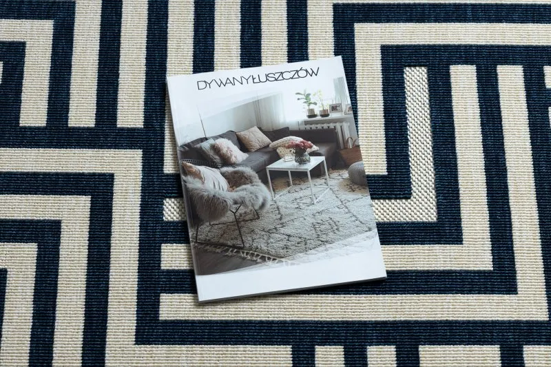 Covor SPRING 20421994 labyrinth sisal, buclat - cremă / albastru