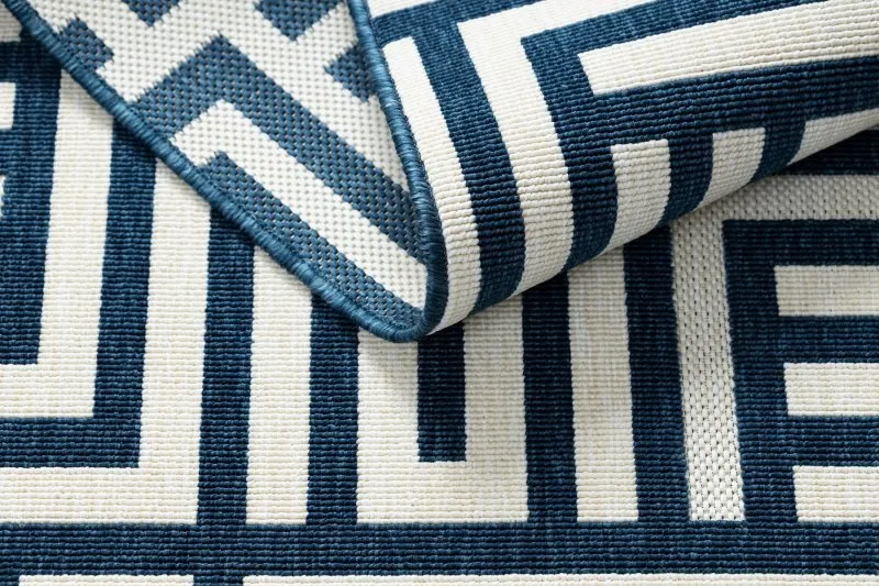 Covor SPRING 20421994 labyrinth sisal, buclat - cremă / albastru