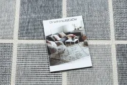 Covor SPRING 20426332 pătrate, cadru sisal, buclat - gri