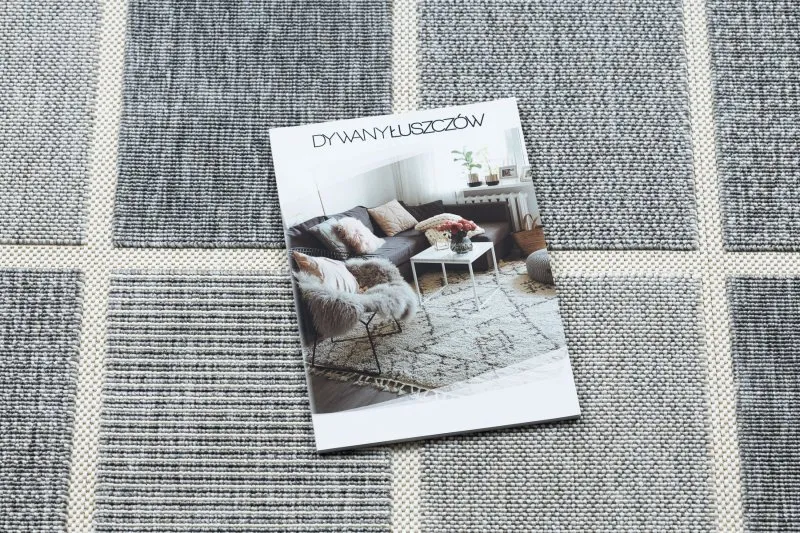 Covor SPRING 20426332 pătrate, cadru sisal, buclat - gri