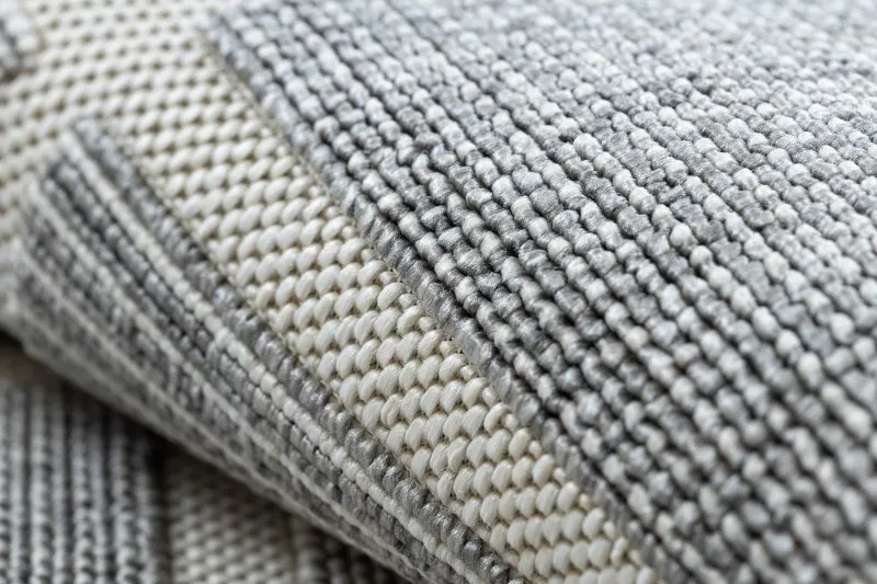 Covor SPRING 20426332 pătrate, cadru sisal, buclat - gri