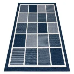 Covor SPRING 20426994 pătrate, cadru sisal, buclat - albastru