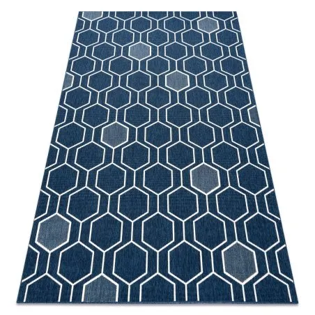 Covor SPRING 20404994 Hexagon sisal, buclat - albastru