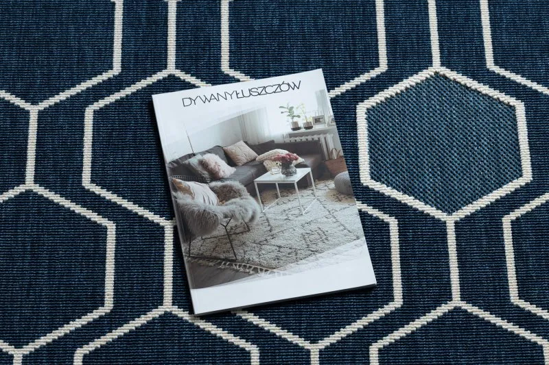 Covor SPRING 20404994 Hexagon sisal, buclat - albastru