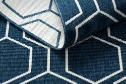 Covor SPRING 20404994 Hexagon sisal, buclat - albastru