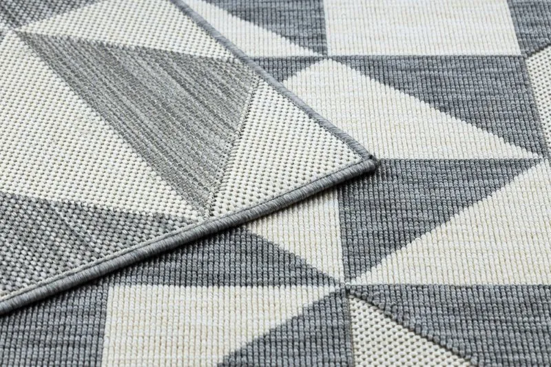 Covor SPRING 20414332 triunghiuri sisal, buclat - gri / krém