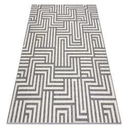Covor SPRING 20421332 labyrinth sisal, buclat - cremă / gri