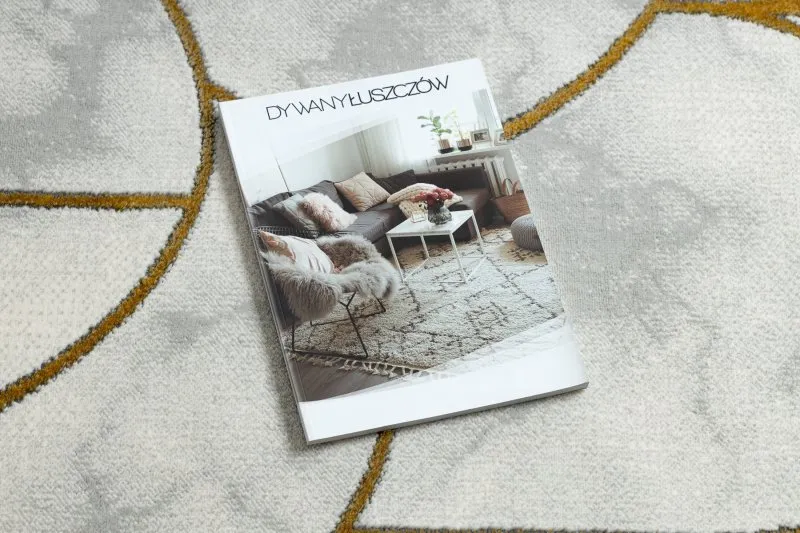 Dywan EMERALD ekskluzywny 1016 glamour, stylowy art deco, marmur krem / złoty