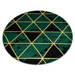 Exclusiv EMERALD covor 1020 cerc - glamour, stilat, marmură, triunghiurile sticla verde / aur