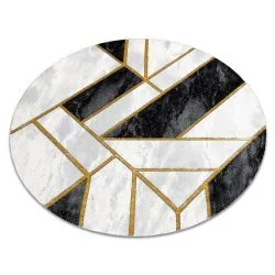 Exclusiv EMERALD covor 1015 cerc - glamour, stilat, marmură, geometric negru / aur