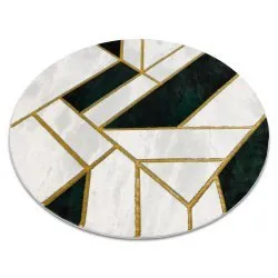 Exclusiv EMERALD covor 1015 cerc - glamour, stilat, marmură, geometric sticla verde / aur