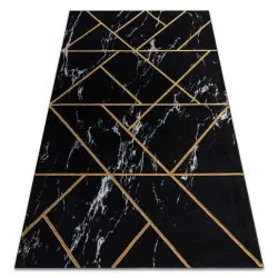 Exclusiv EMERALD covor 2000 glamour, stilat, geometric, marmură negru / aur