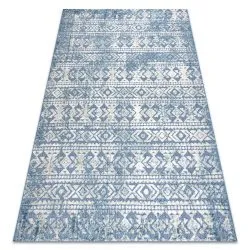 Covor Structural SOLE D3732 Aztec, caro - țesute plate albastru / bej