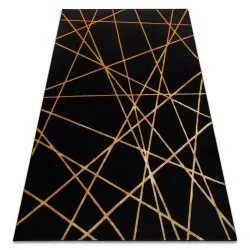 Covor GLOSS modern 406C 86 stilat, glamour, art deco, geometric negru / auriu