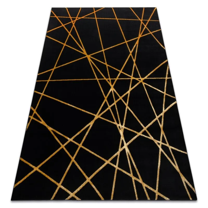 Covor GLOSS modern 406C 86 stilat, glamour, art deco, geometric negru / auriu