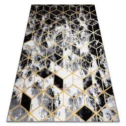 Modern covor 3D GLOSS 409A 82 Cub stilat, glamour, art deco negru / aur / gri