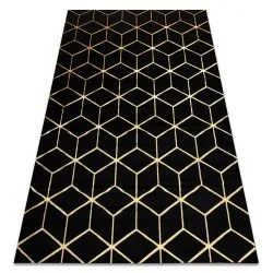 Modern covor 3D GLOSS 409C 86 Cub stilat, glamour, art deco negru / aur