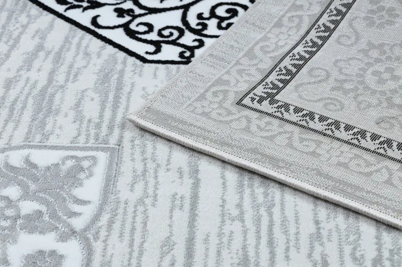Dywan GLOSS nowoczesny  8490 52 Ornament, stylowy, ramka kość słoniowa / szary