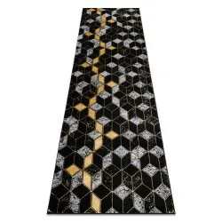 Modern GLOSS covor, traversa 400B 86 stilat, glamour, art deco, 3D geometric negru / aur