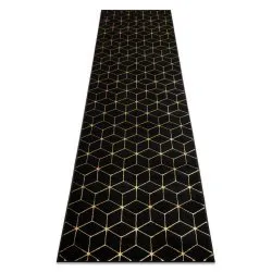Modern GLOSS covor, traversa 409C 86 Cub stilat, glamour, art deco negru / aur