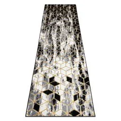 Modern GLOSS covor, traversa 409A 82 Cub stilat, glamour, art deco negru / gri / aur