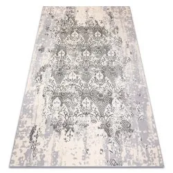 Covor CORE W3824 Ornament Vintage - structural, două niveluri de lână, cremă / gri