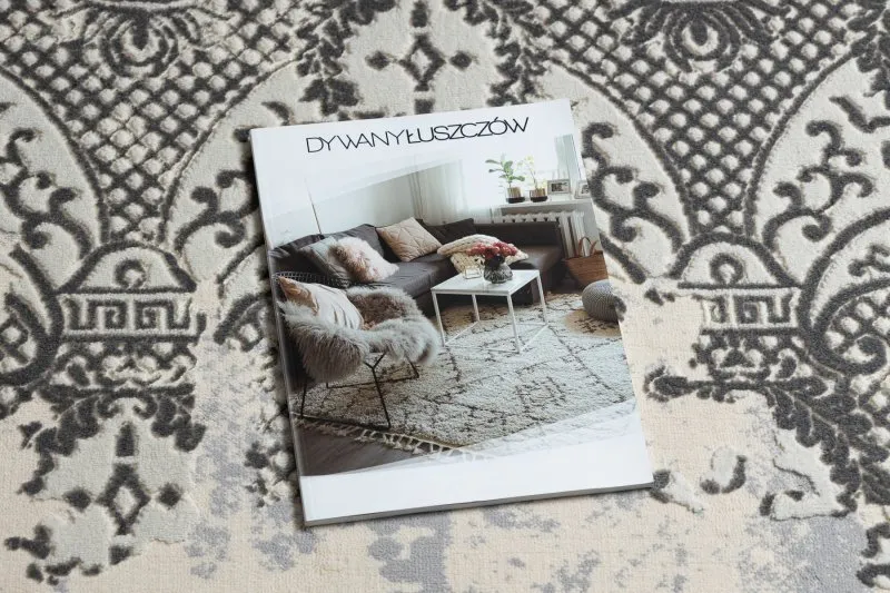 Dywan CORE W3824 Ornament Vintage - Strukturalny, dwa poziomy runa, krem / szary