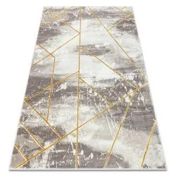 Covor CORE 1818 Geometric - structural, două niveluri de lână, fildeş / aur