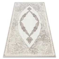 Covor CORE 8111 Ornament Vintage - structural, două niveluri de lână, beige