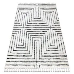 Covor SEVILLA Z788B labirint, greacă alb / antracit Franjuri Berber shaggy