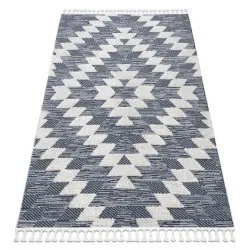 Covor SEVILLA Z250A caro albastru / gri Franjuri Berber shaggy