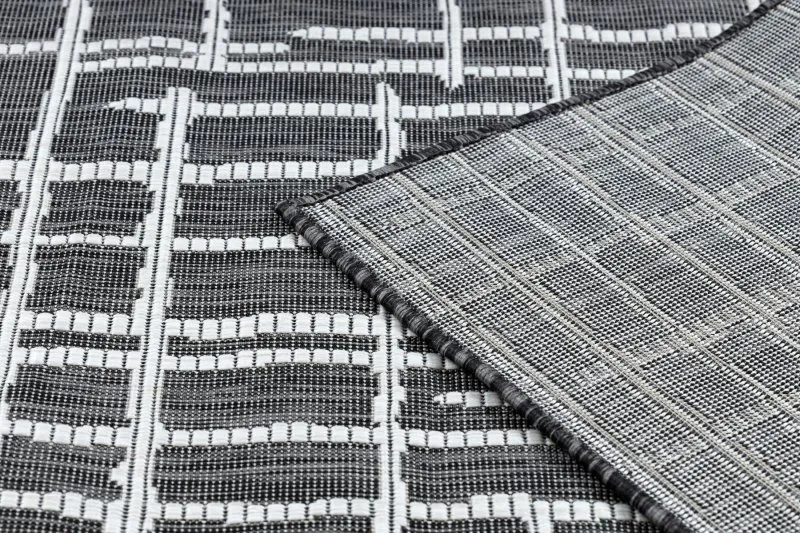 Covor SISAL SION Spalier, linii 22144 țesute plate negru / ecru