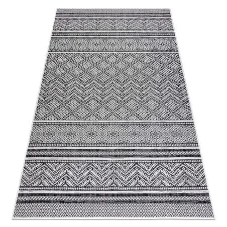 Covor SISAL SION Zig Zag, Caro Boho 22168 țesute plate negru / ecru