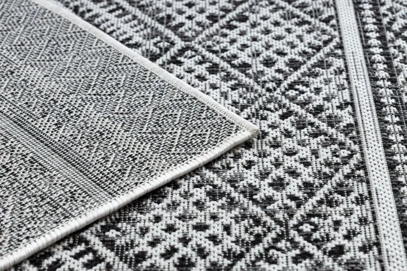 Covor SISAL SION Zig Zag, Caro Boho 22168 țesute plate negru / ecru